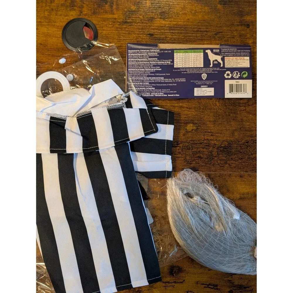 Rubies Beetlejuice Pet Costume Small Dog Cat Halloween Wig Jacket Licensed NWT